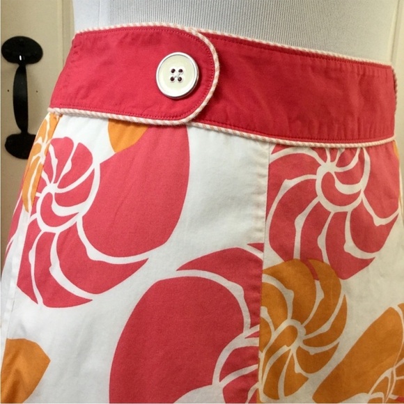 L.L. Bean Pink and Orange 100% Cotton Sea Shell Skirt S. 6 EUC - Picture 2 of 4